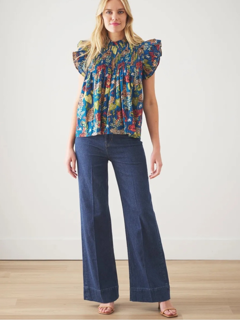 Printfresh | When in Doubt Ruffle Blouse | Feline Fatale | Tiger Print | Size L - Picture 16 of 16